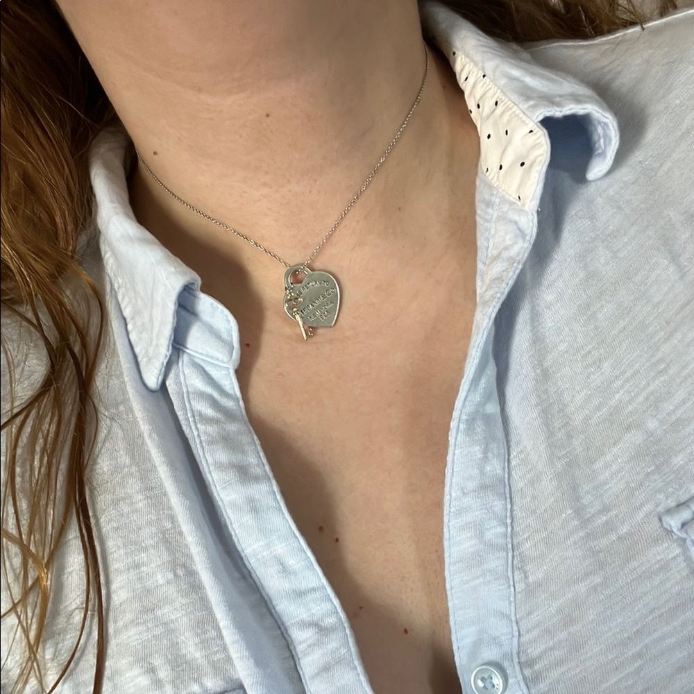 Tiffany & Co. Silver Heart w/ Key Necklace